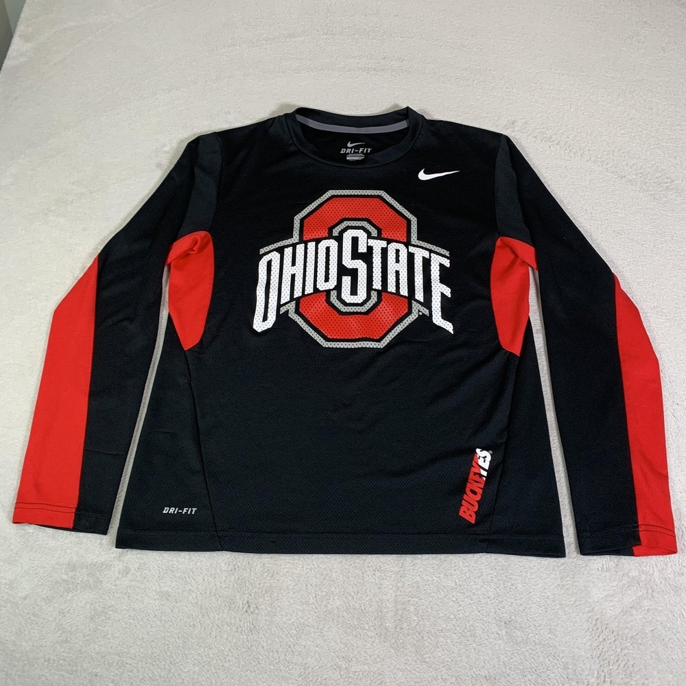 Ohio State Buckeyes Shirt Mens Medium NCAA Football Nike Dri-FIT Long Sleeve